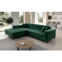 ECKSOFA  in Samt Grün  196/292 cm  - Chromfarben/Grün, Design, Kunststoff/Textil (196/292cm) - MID.YOU