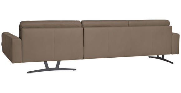 ECKSOFA in Echtleder Greige  - Greige/Anthrazit, KONVENTIONELL, Leder/Metall (324/182cm) - Ambiente