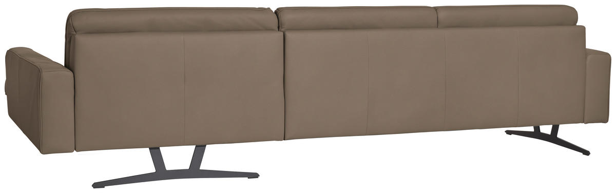 ECKSOFA in Echtleder Greige  - Greige/Anthrazit, Konventionell, Leder/Metall (324/179cm) - Johann Jakob