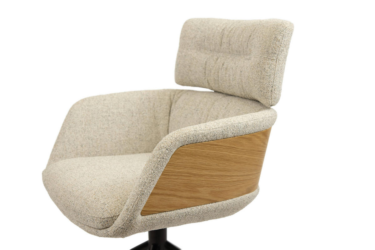 STOL MED ARMSTÖD järn vävt tyg  - beige/svart, Design, metall/trä (62/92/66cm) - Dieter Knoll