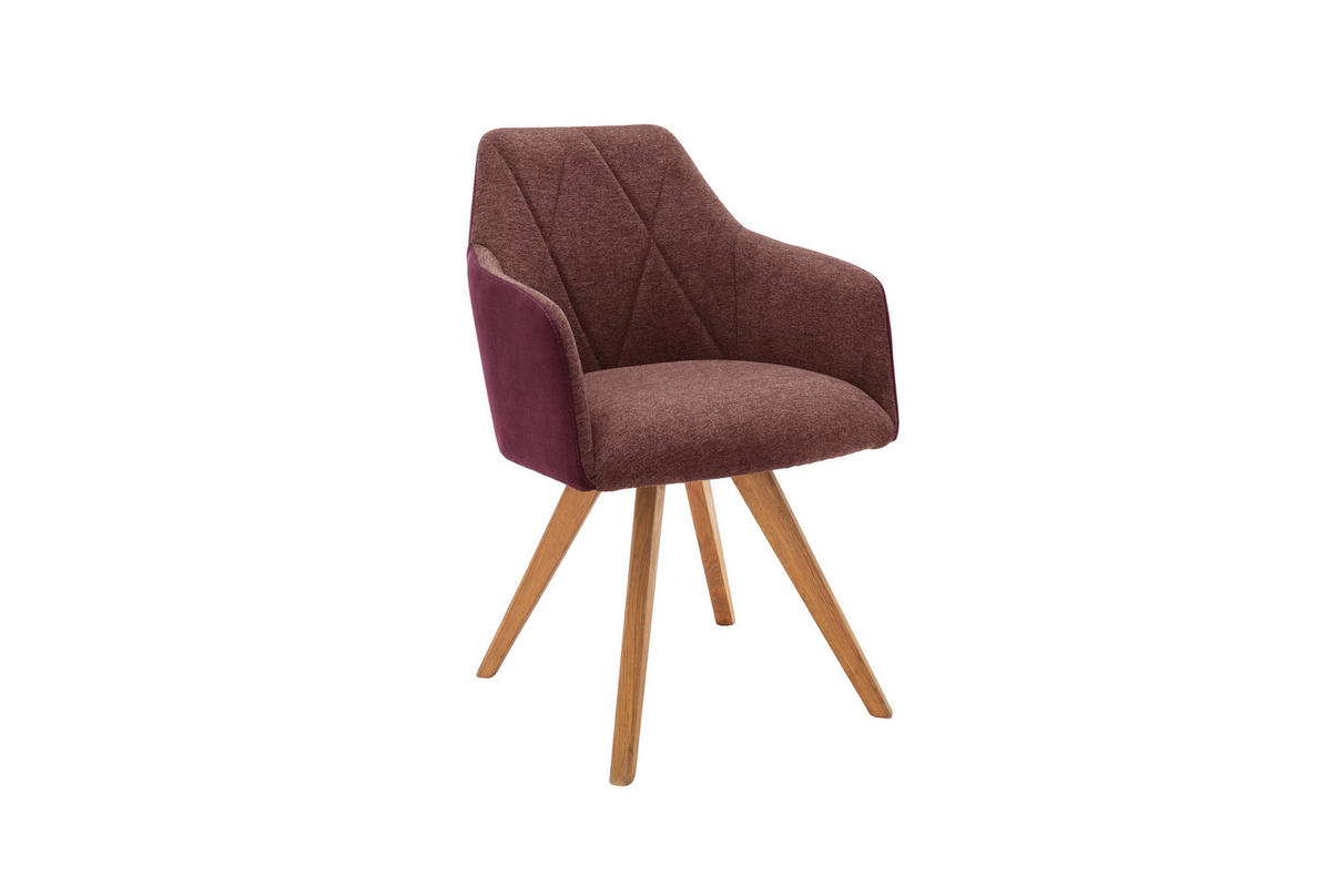 ARMLEHNSTUHL   Flachgewebe  - Wildeiche/Bordeaux, MODERN, Holz/Textil (57/85/62cm) - MID.YOU