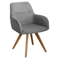 ARMLEHNSTUHL   Webstoff  - Eichefarben/Hellgrau, KONVENTIONELL, Holz/Textil (61/88/69cm) - Linea Natura