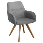 ARMLEHNSTUHL   Webstoff  - Eichefarben/Hellgrau, KONVENTIONELL, Holz/Textil (61/88/69cm) - Linea Natura