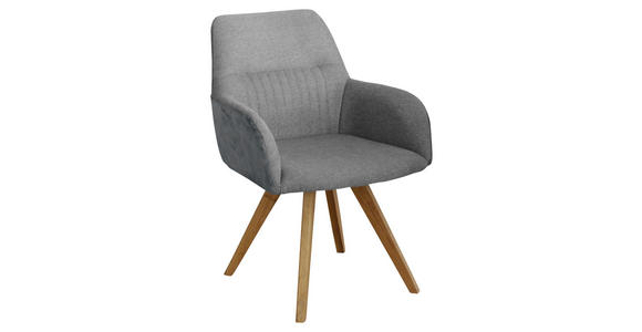 ARMLEHNSTUHL   Webstoff  - Eichefarben/Hellgrau, KONVENTIONELL, Holz/Textil (61/88/69cm) - Linea Natura