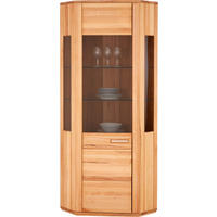 ECKVITRINE  in teilmassiv Kernbuche Buchefarben - Edelstahlfarben/Buchefarben, KONVENTIONELL, Glas/Holz (69/209/69cm) - Novel