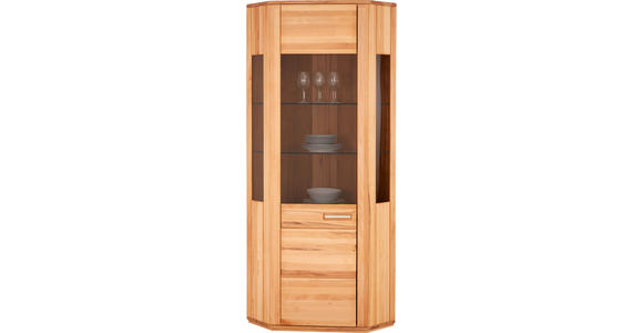 ECKVITRINE  in teilmassiv Kernbuche Buchefarben - Edelstahlfarben/Buchefarben, KONVENTIONELL, Glas/Holz (69/209/69cm) - Novel