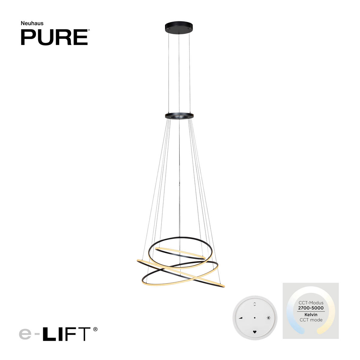 LED-PENDELLEUCHTE Pure 110/110/600 cm   - Grau, Design, Kunststoff/Metall (110/110/600cm) - Neuhaus PURE