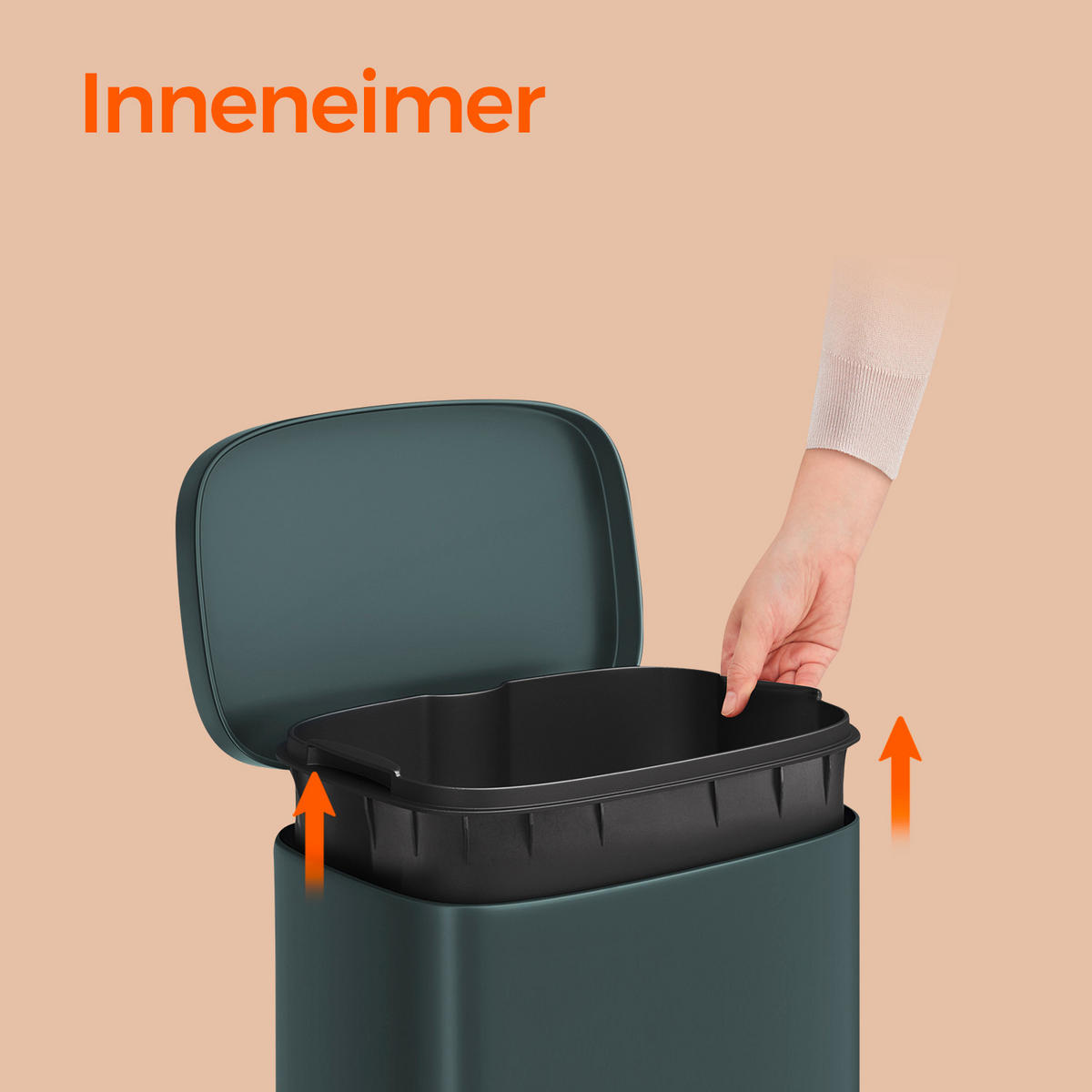 ABFALLSAMMLER 30 L  - Schwarz/Grau, Basics, Kunststoff/Metall (34,8/63,3/29,7cm)