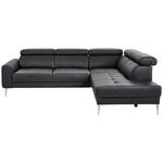 ECKSOFA  in Echtleder Schwarz  262/213 cm  - Chromfarben/Schwarz, Design, Leder/Metall (262/213cm) - Hom`in