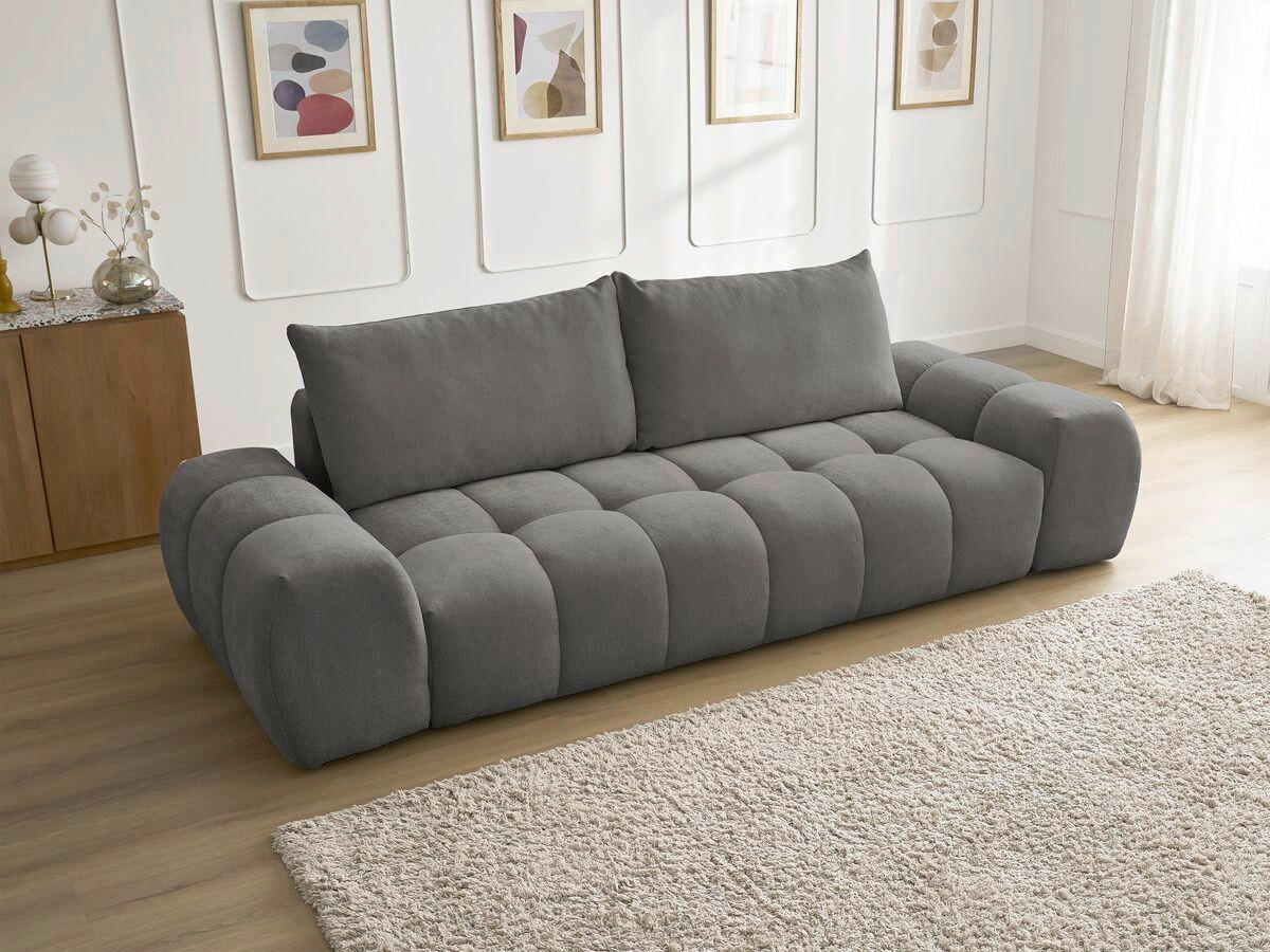 3-SITZER-SOFA EVEREST Struktur Dunkelgrau  - Dunkelgrau/Schwarz, MODERN, Kunststoff/Textil (278/90/115cm)