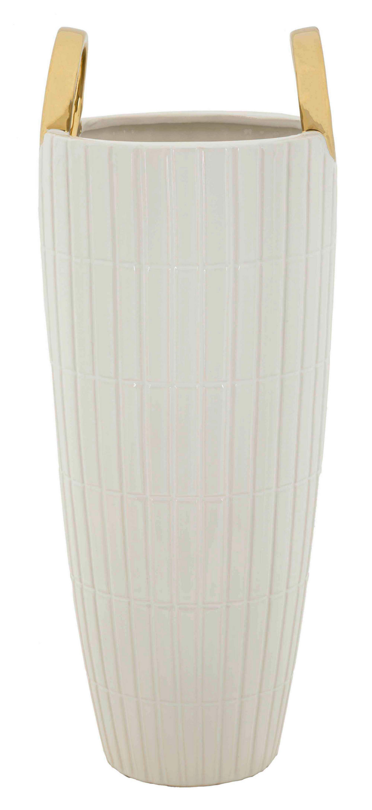 Mauro Ferretti Vase Weiß, Gold 18x45x18 cm