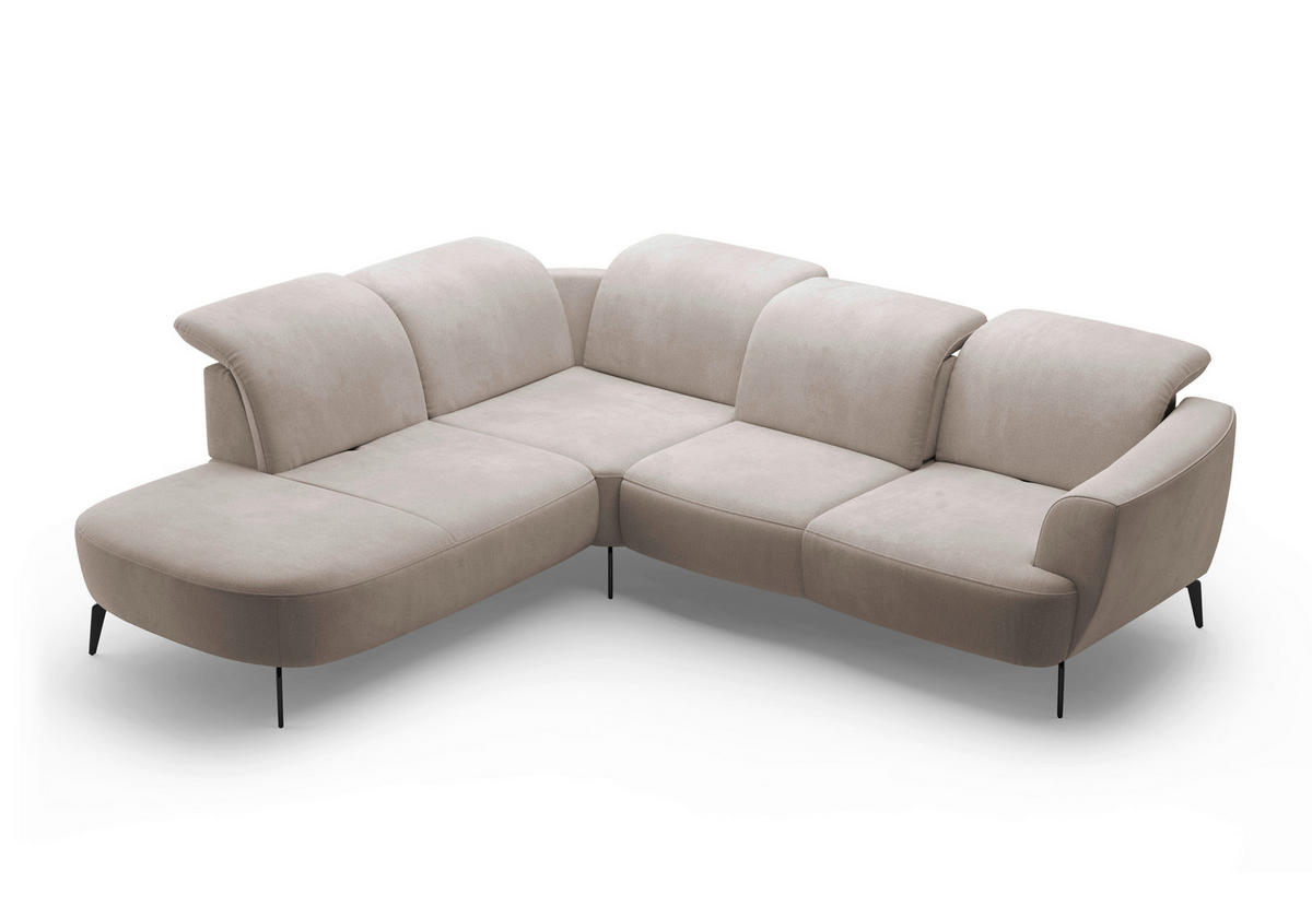 ECKSOFA in Flachgewebe Greige  267/300 cm  - Greige/Schwarz, KONVENTIONELL, Textil/Metall (267/300cm) - Sit & More