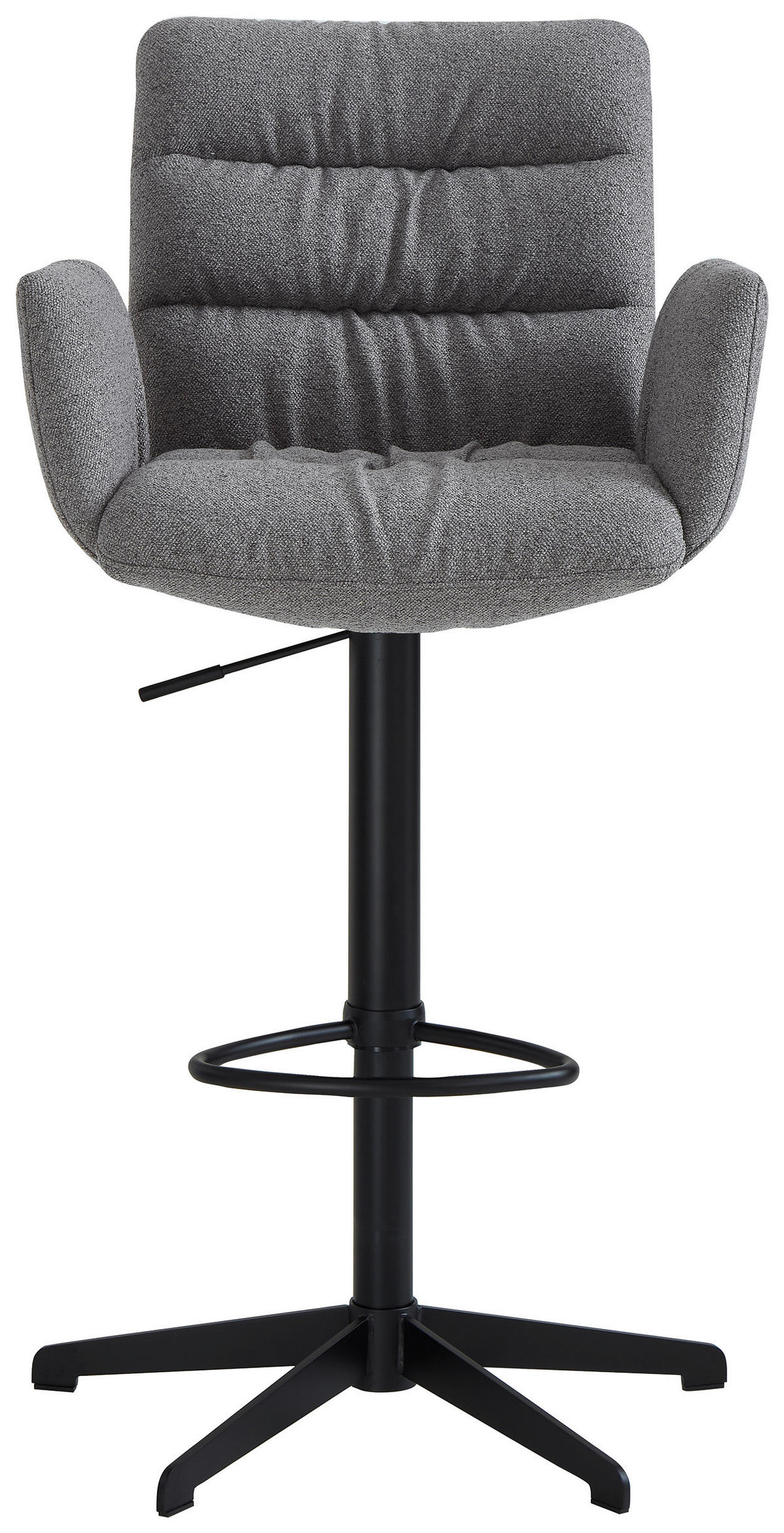 BARHOCKER Leinenoptik Schwarz, Cappuccino Stahl Sitzfläche 360° drehbar  - Schwarz/Cappuccino, Design, Textil/Metall (58/107-125/57cm) - Dieter Knoll