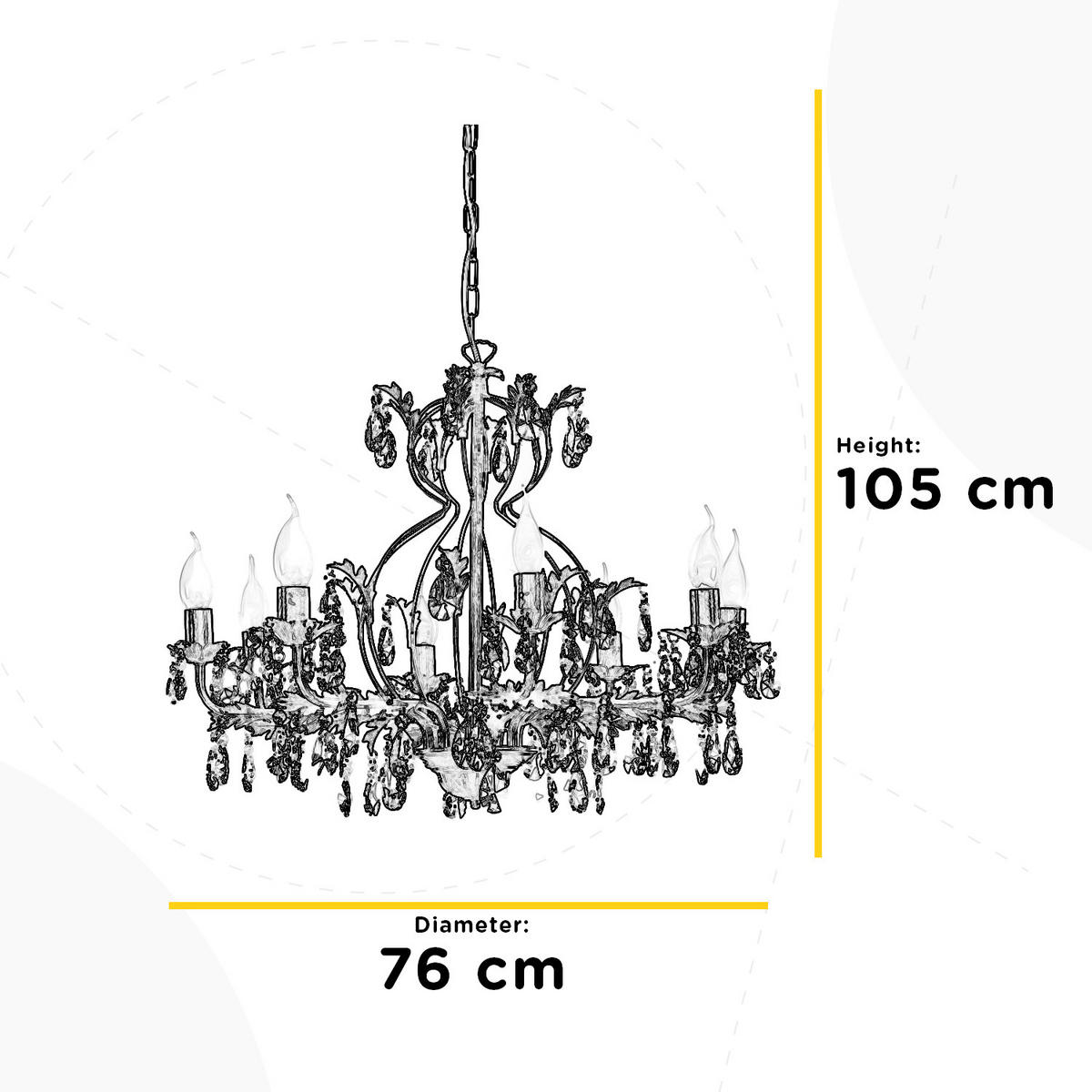 KRISTALNA VISEĆA SVJETILJKA    70/70/105 cm    Ivory  - bijela, Konvencionalno, staklo/metal (70/70/105cm)