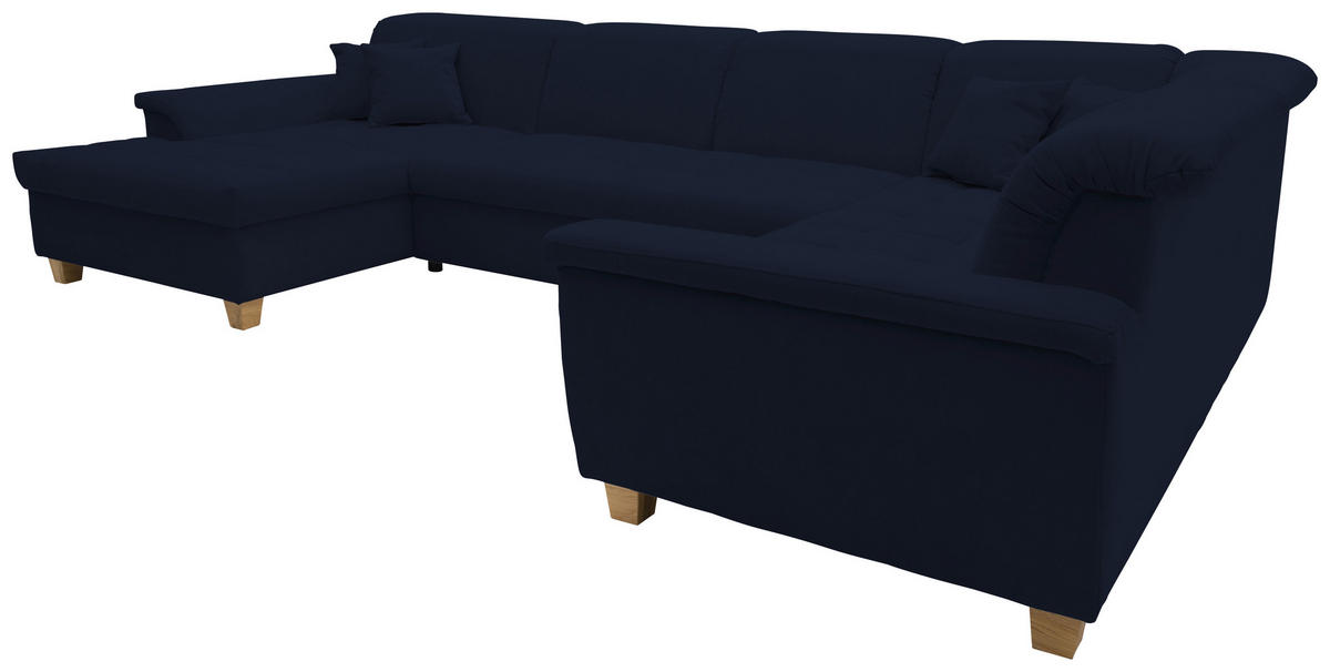 WOHNLANDSCHAFT Dunkelblau Mikrofaser  - Eichefarben/Dunkelblau, KONVENTIONELL, Holz/Textil (170/352/214cm) - MID.YOU