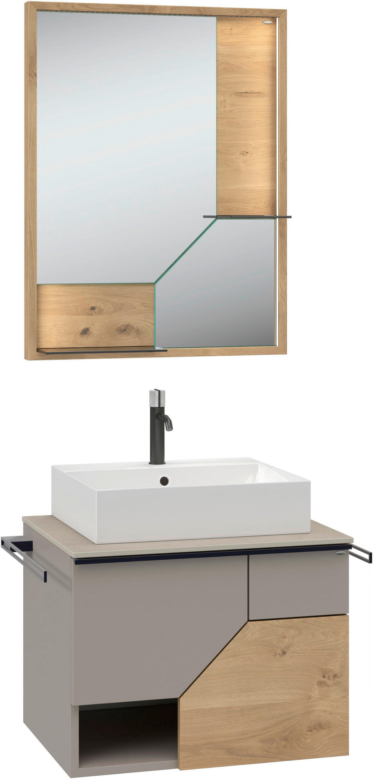 BADEZIMMER 3-teilig  in 64 cm  - Sandfarben/Eichefarben, LIFESTYLE, Holz/Keramik (64cm) - Voglauer