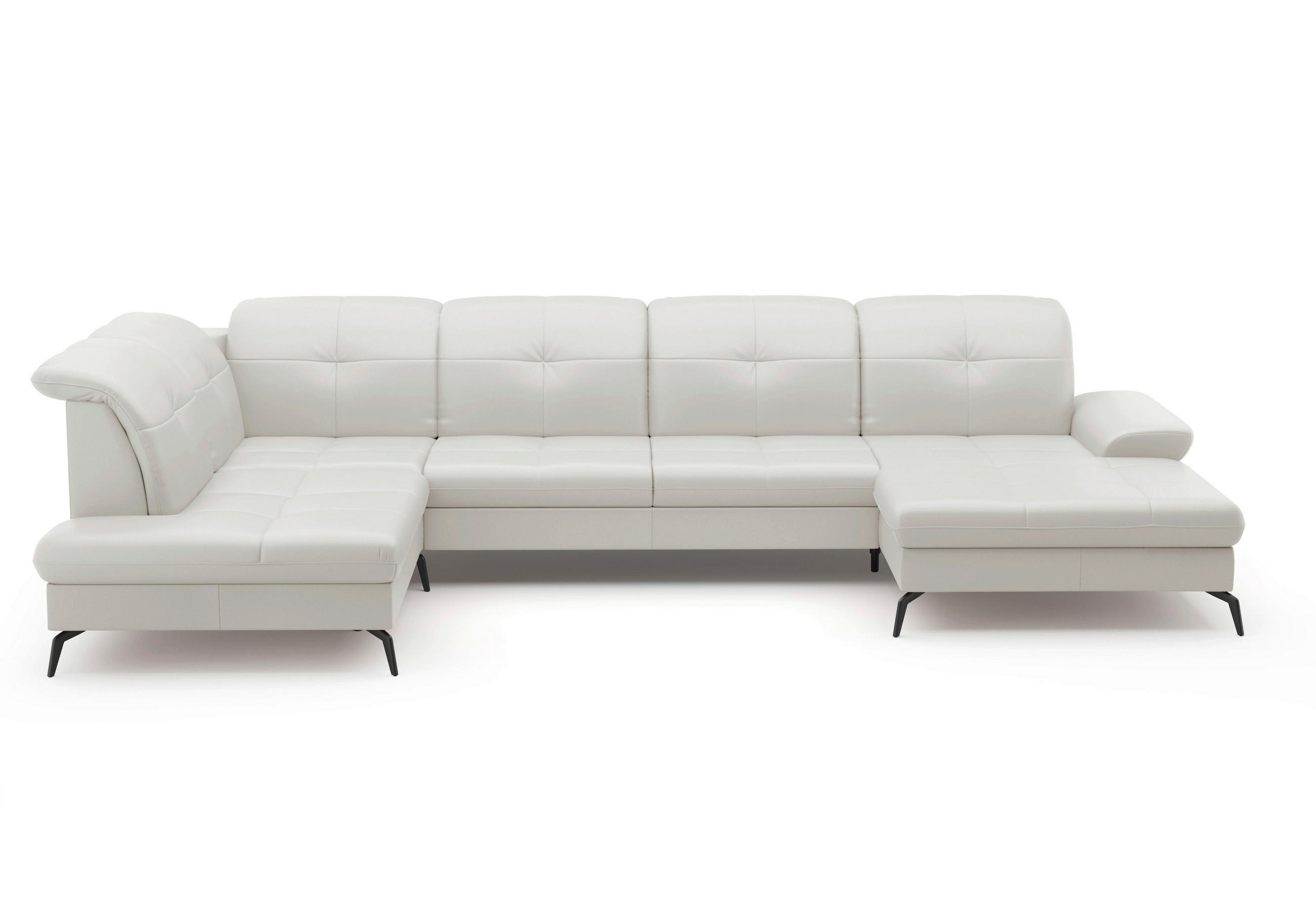 WOHNLANDSCHAFT in Vliesstoff Kombination Echtleder/Stoff Weiß  - Schwarz/Weiß, KONVENTIONELL, Leder/Textil (231/357/185cm) - Sit & More