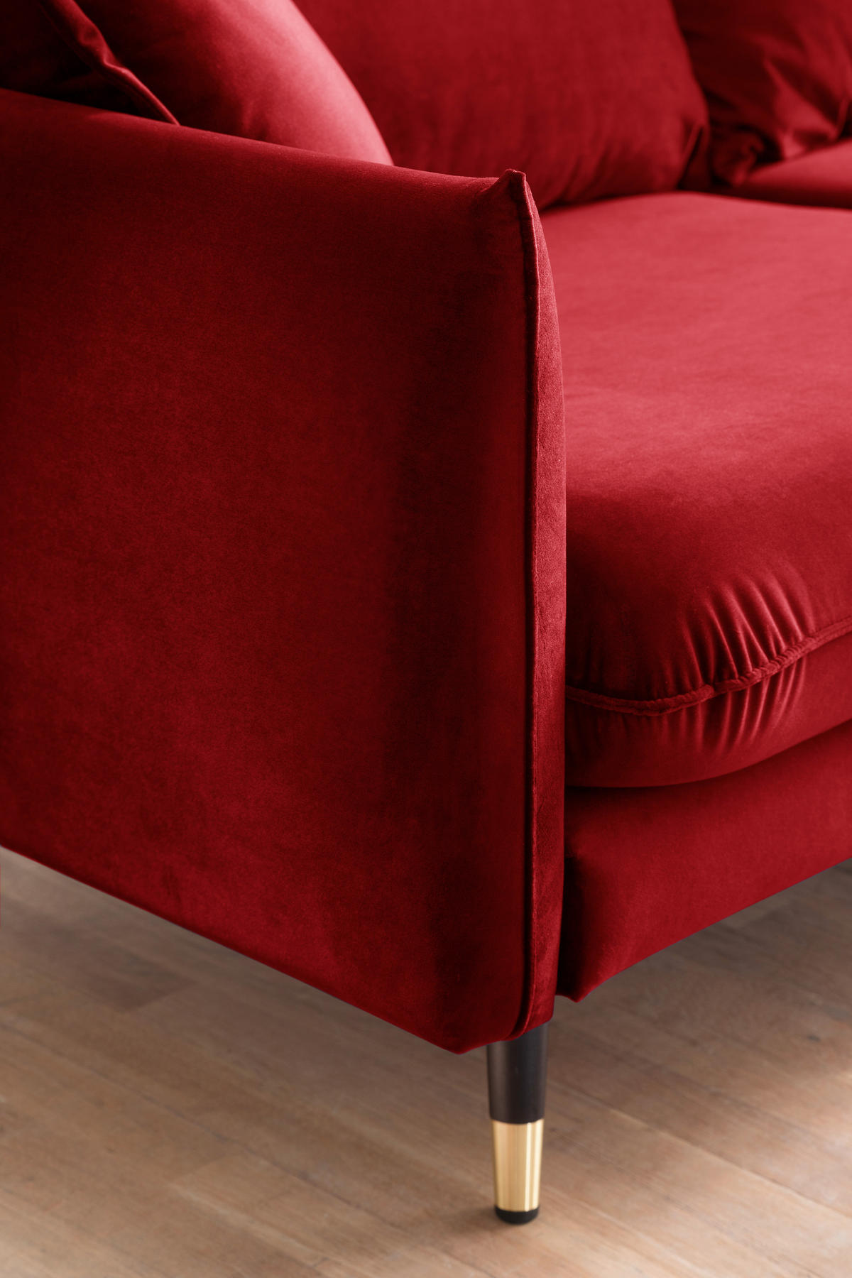 ECKSOFA Eckteil  ROSSANA-2S.REC Dunkelrot Samt  - Dunkelrot, MODERN, Holz/Textil (258/160cm) - MID.YOU