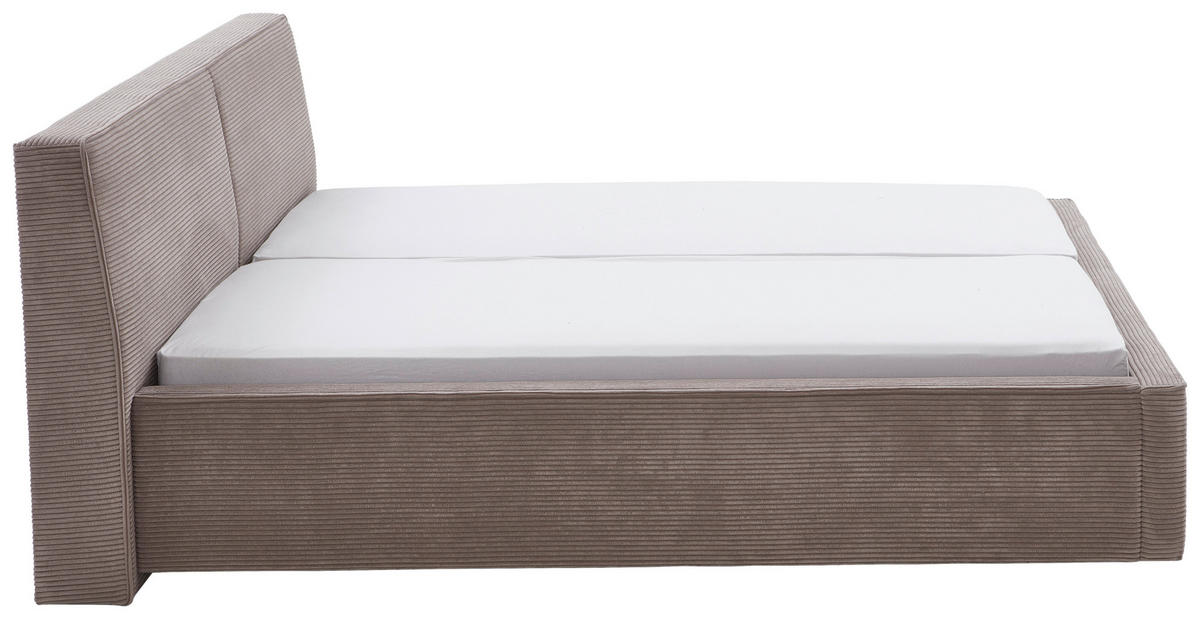 POLSTERBETT Bettkasten, Lattenroste 160/200 cm  in Taupe  - Taupe/Birkefarben, Design, Holz/Textil (160/200cm) - Boxxx