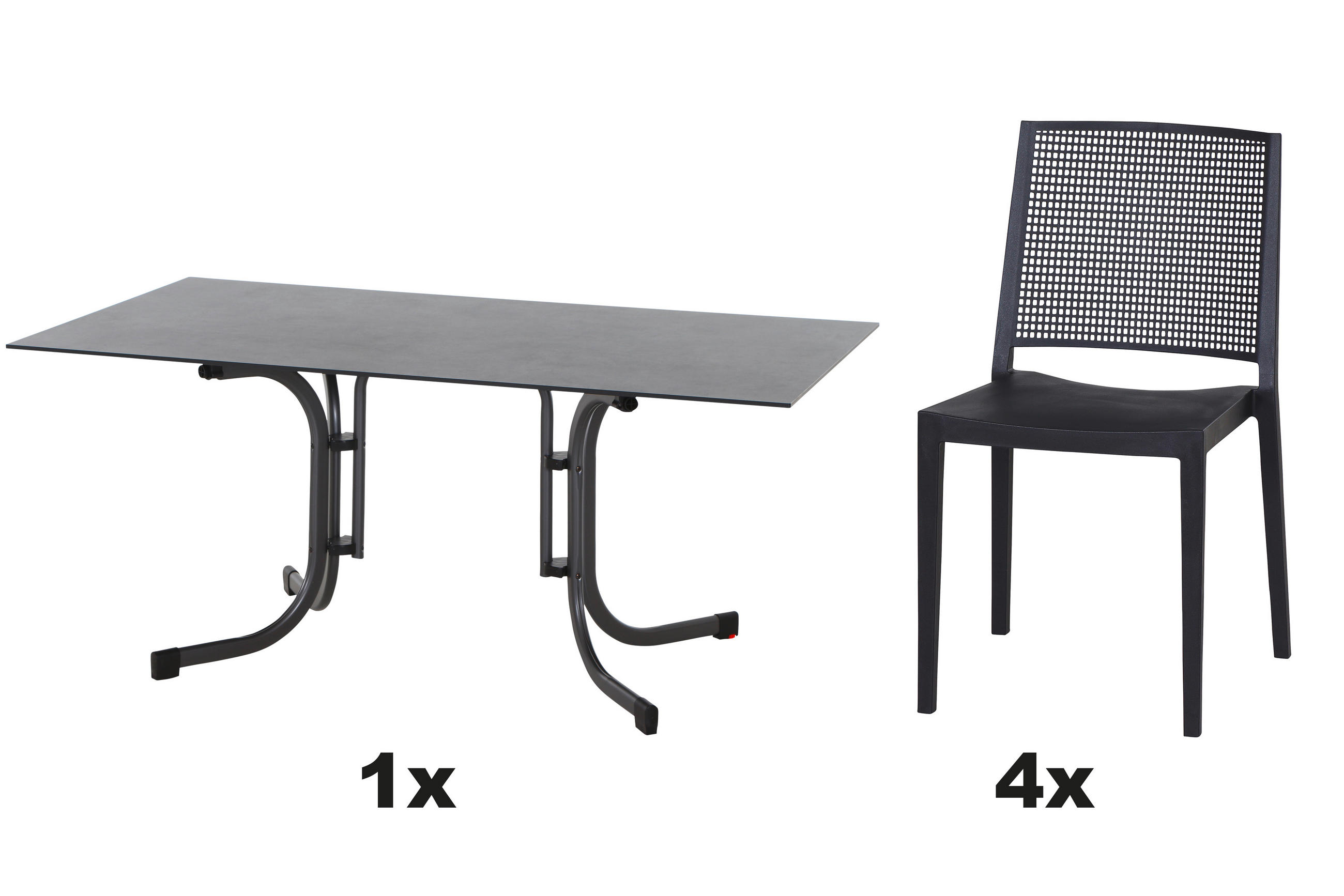 GARTENGARNITUR 5-teilig  - Anthrazit, Basics, Kunststoff/Metall (90/80/160cm) - Siena Garden