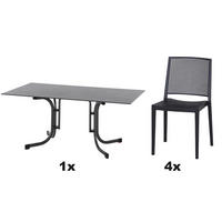 GARTENGARNITUR 5-teilig  - Anthrazit, Basics, Kunststoff/Metall (90/80/160cm) - Siena Garden