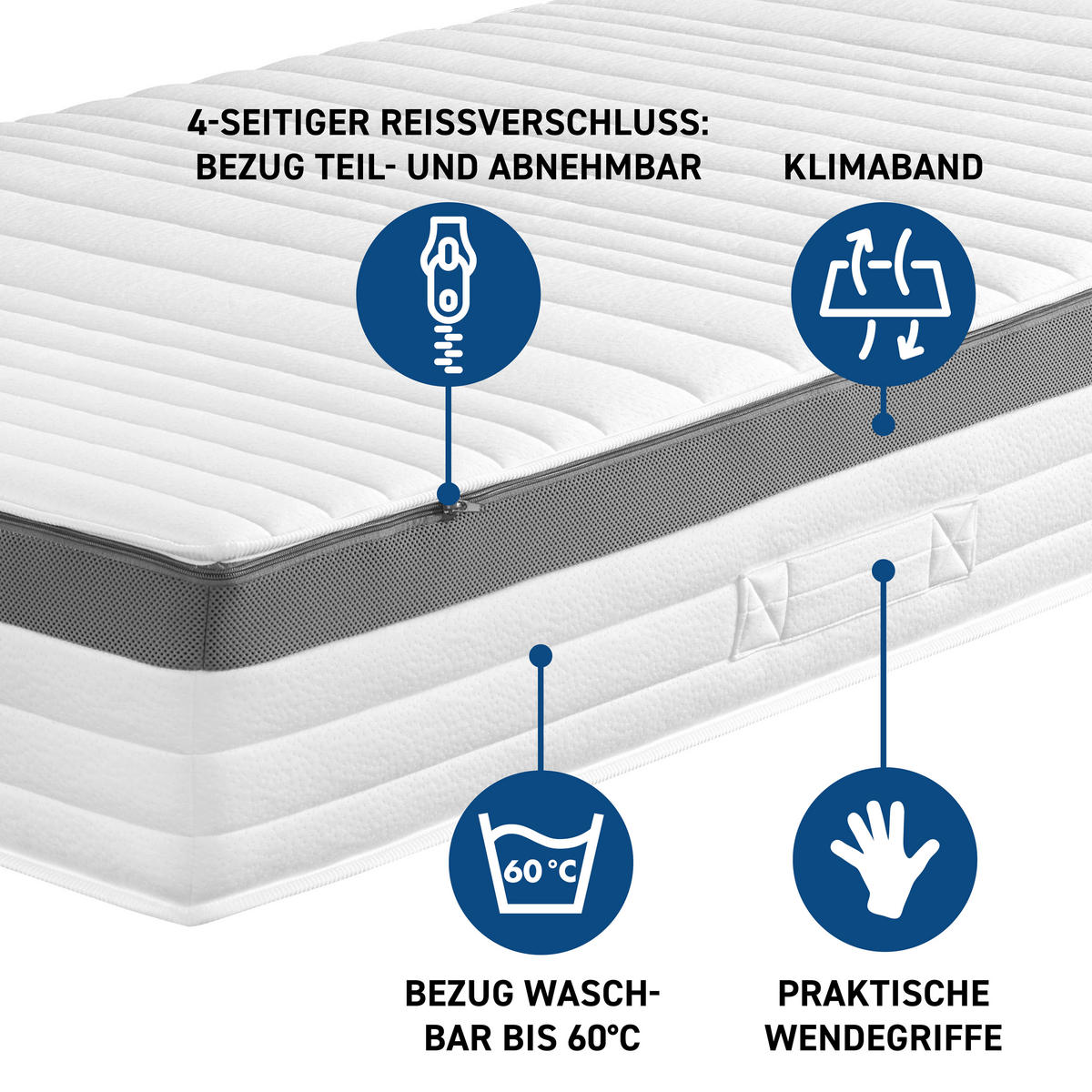TASCHENFEDERKERNMATRATZE 120/200 cm Höhe ca. 22 cm 7 -Zonen - KONVENTIONELL, Textil (120/200cm) - Xora