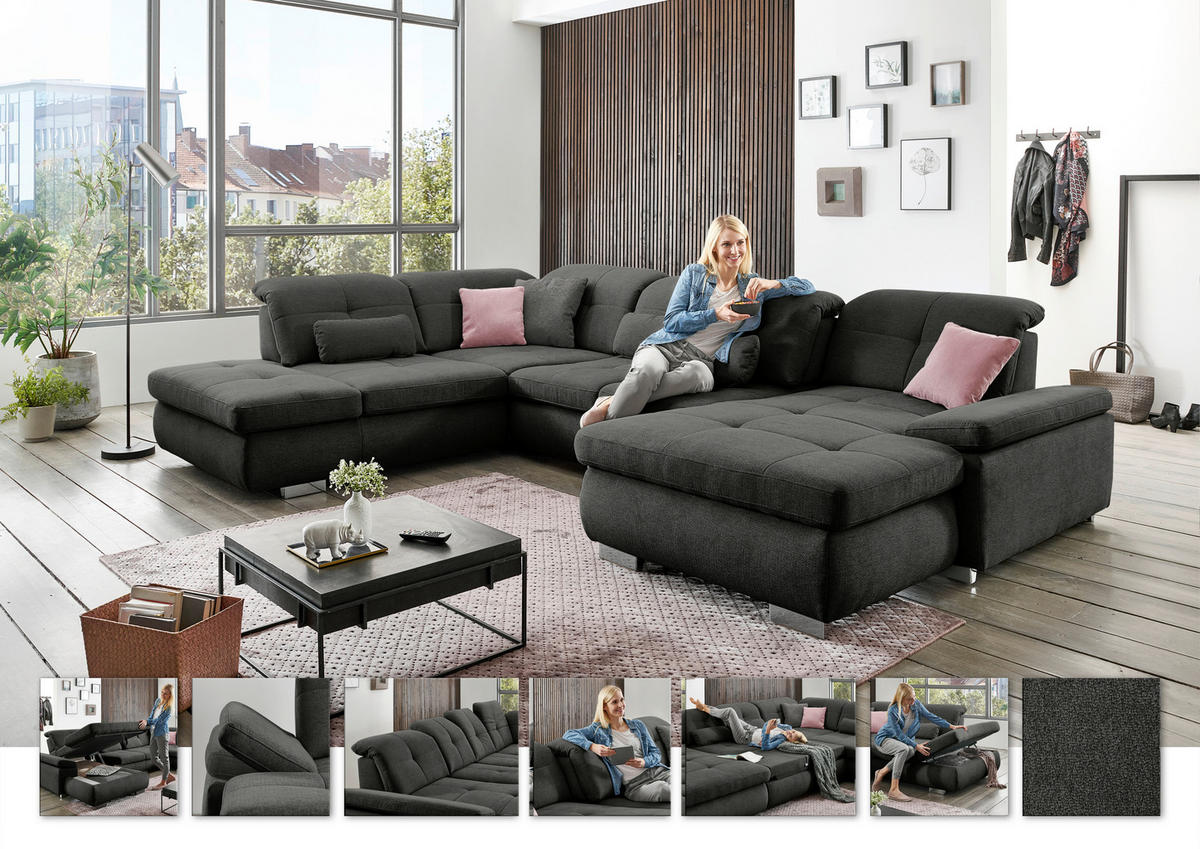 SEDEŽNA GARNITURA, črna  - črna, Design - Beldomo Style