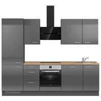KÜCHENBLOCK 270 cm   in Eichefarben, Schieferfarben  - Schieferfarben/Edelstahlfarben, MODERN, Holzwerkstoff/Metall (270cm) - Nobilia
