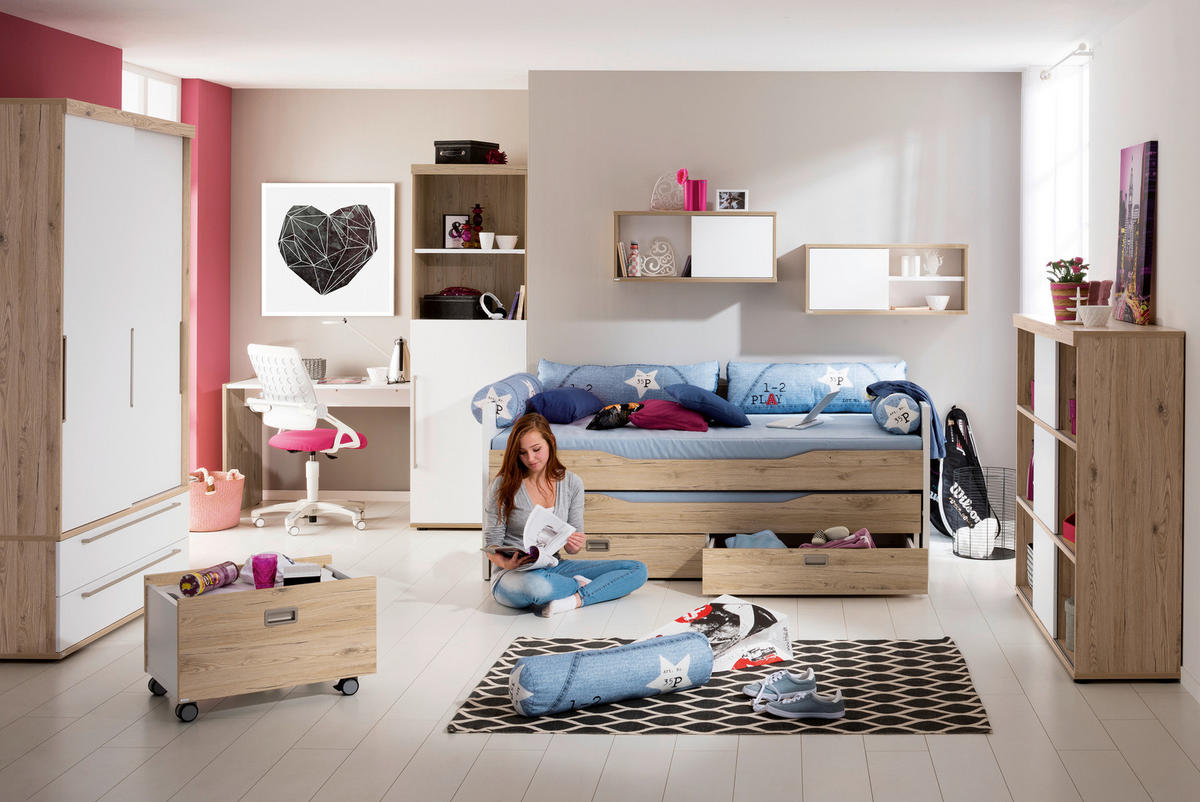 ROLLBOX  - Weiss/Eichefarben, Design, Holzwerkstoff (65,0/40,4/47,0cm) - Paidi