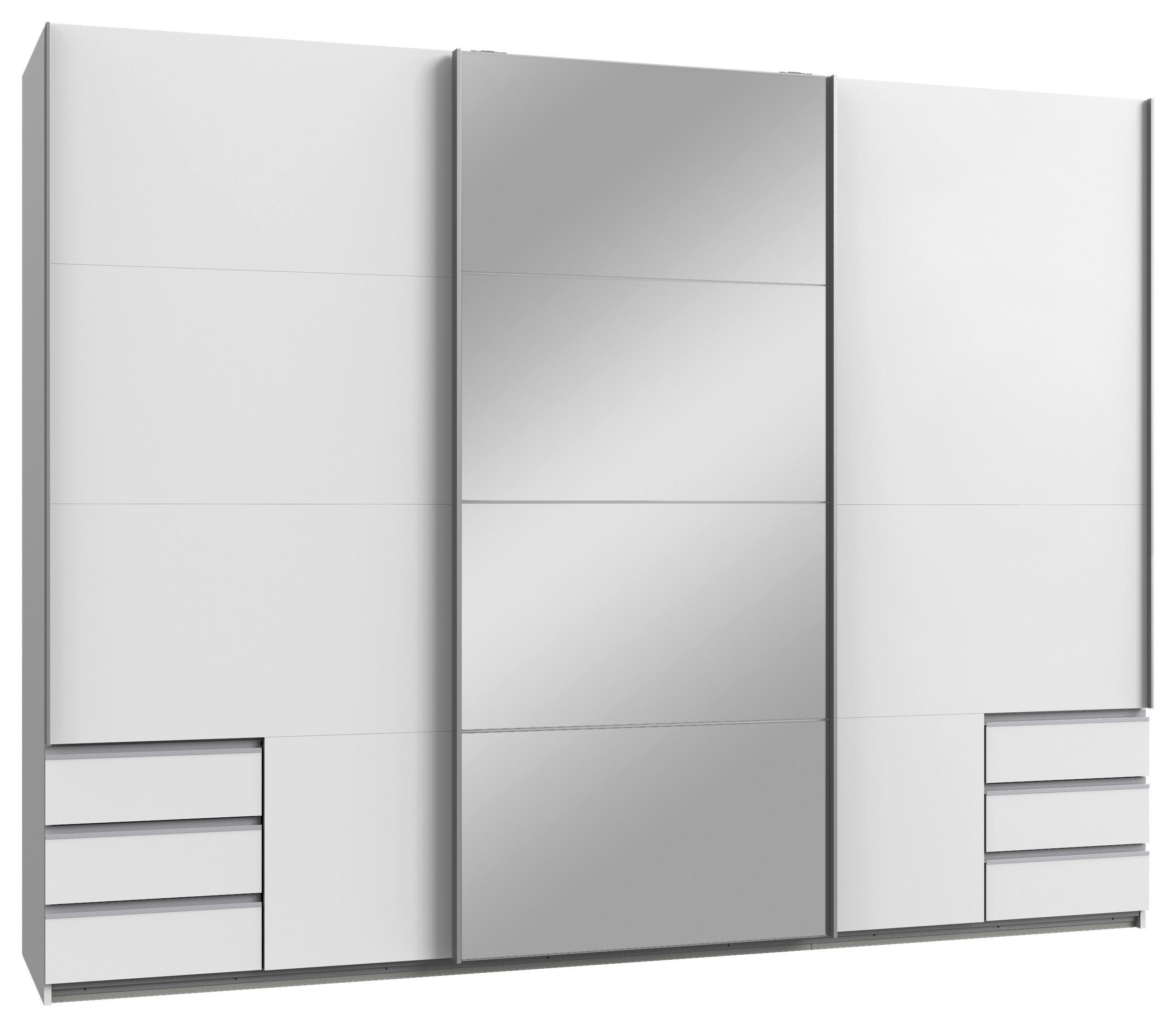 OMARA Z DRSNIMI VRATI, bela  - bela/barve aluminija, Moderno, kovina/leseni material (270/210/65cm) - Hom`in