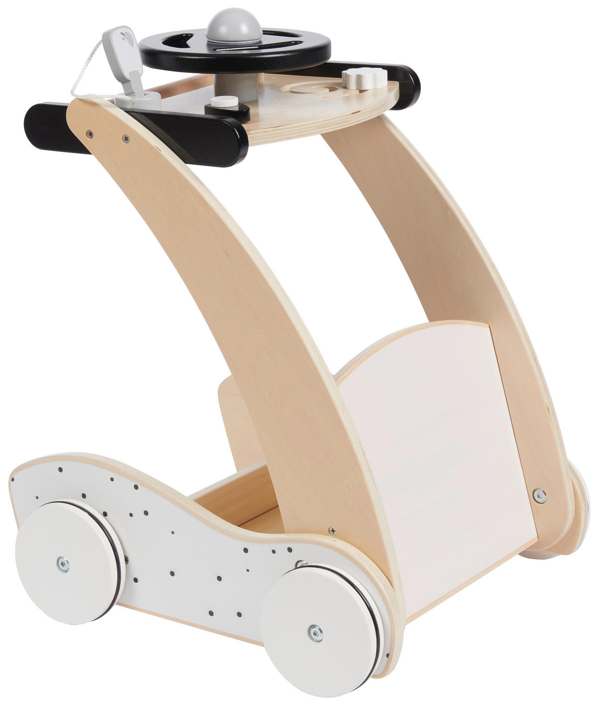 LÄRA-GÅ-VAGN  - vit/grå, Trend, trämaterial/trä (34,6/37,9/46,4cm) - My Baby Lou