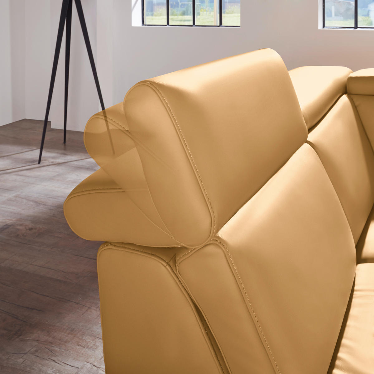 ECKSOFA in Echtleder Cognac  - Cognac/Alufarben, Design, Leder/Metall (239/271cm) - Cantus