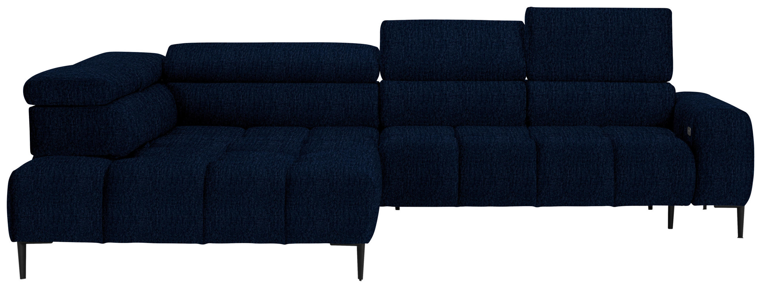ECKSOFA Dunkelblau Samt, Webstoff  - Schwarz/Dunkelblau, Design, Textil/Metall (216/300cm) - Welnova