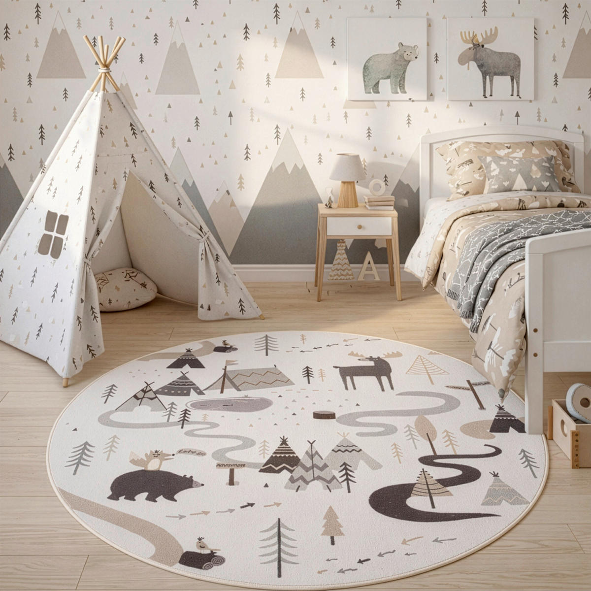 AYYILDIZ Kinderteppich gewebt 200x200 cm Creme