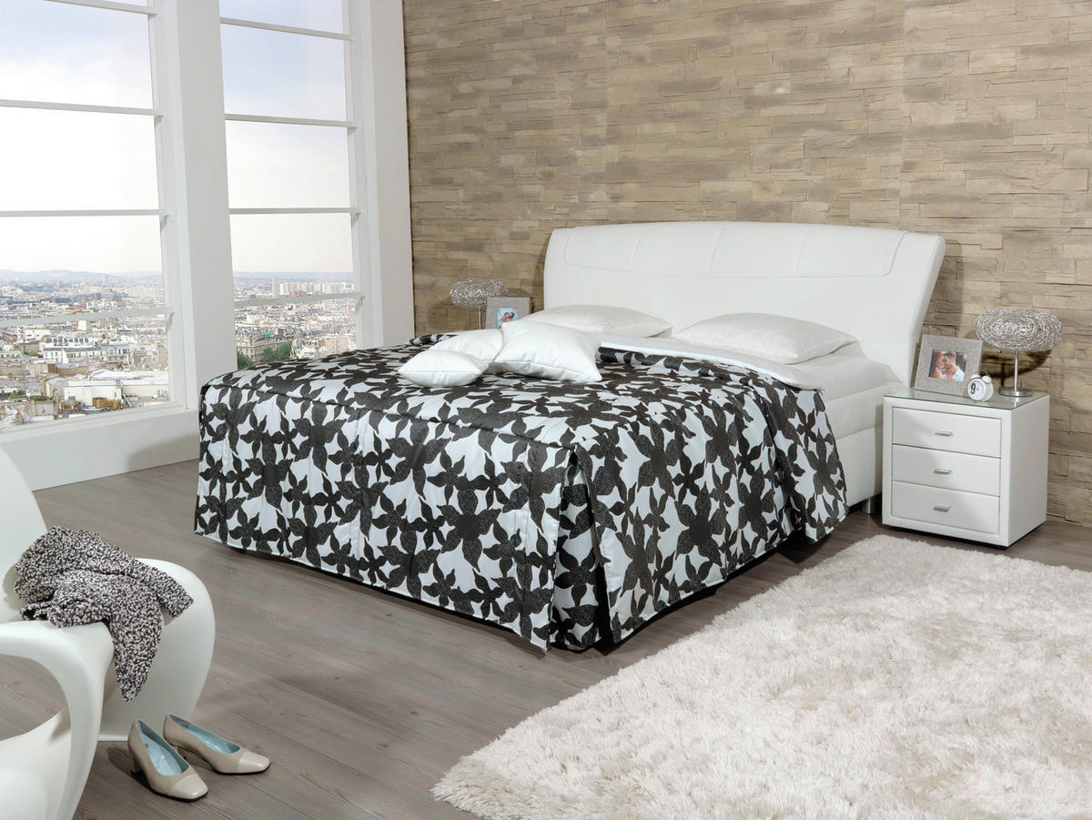 OBLAZINJENA POSTELJA 180 cm   x 200 cm  , tekstil bela  - bela, Konvencionalno, tekstil (180/200cm) - Esposa