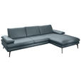 ECKSOFA in Echtleder Grau  - Schwarz/Grau, Design, Leder/Metall (310/180cm) - Dieter Knoll