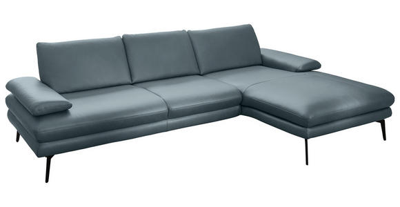 ECKSOFA in Echtleder Grau  - Schwarz/Grau, Design, Leder/Metall (310/180cm) - Dieter Knoll