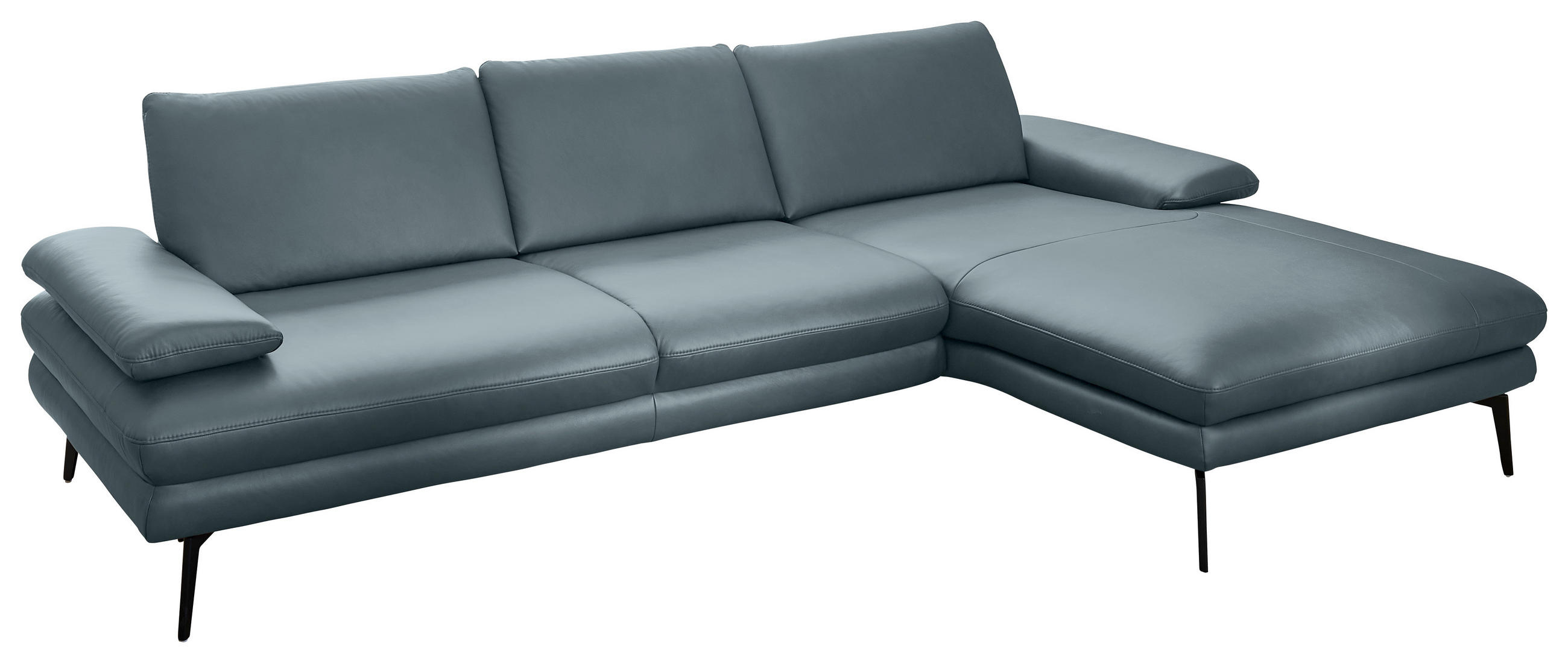 ECKSOFA in Echtleder Grau  - Schwarz/Grau, Design, Leder/Metall (310/180cm) - Dieter Knoll