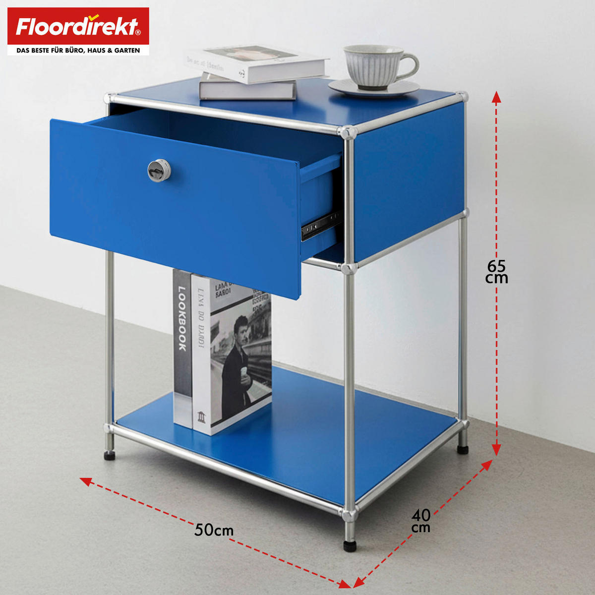 STANDREGAL Blau  - Blau, Basics, Metall (50/65/40cm) - Floordirekt