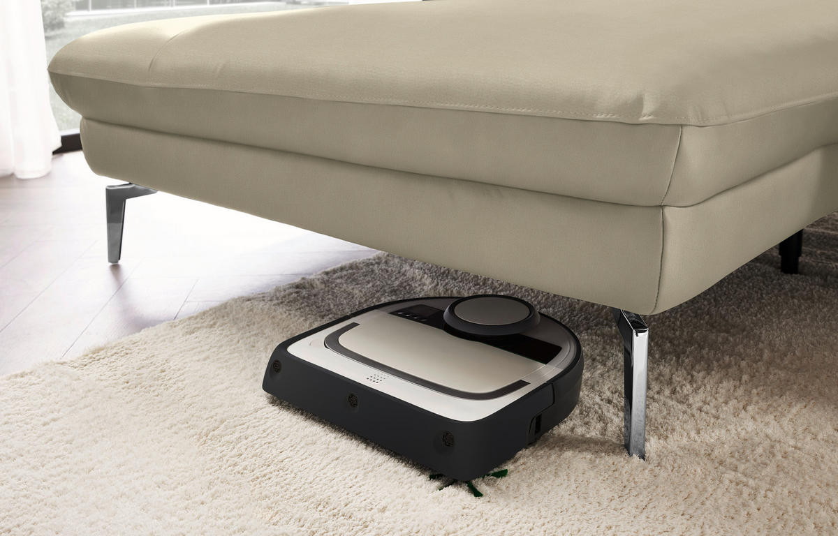 ECKSOFA in Echtleder Naturfarben  157/325 cm  - Schwarz/Naturfarben, Design, Leder/Metall (157/325cm) - Dieter Knoll