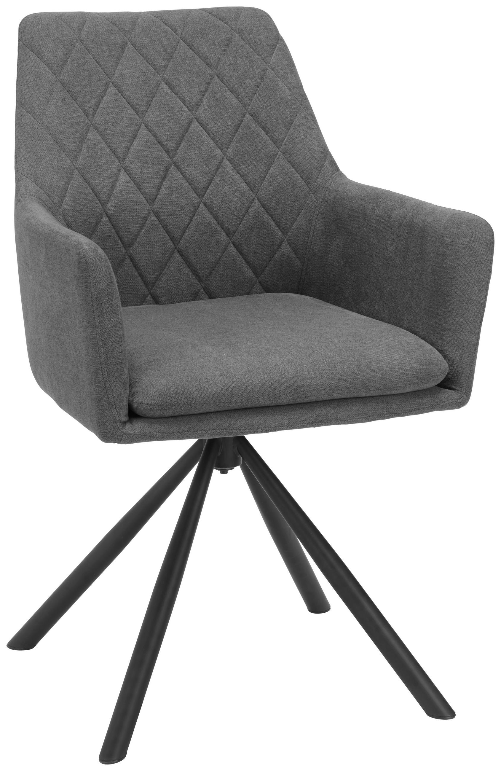 STOLIČKA S PODRÚČKAMI, železo, tkaná textília, sivá, čierna - čierna/sivá, Design, kov/textil (62/88/61cm) - Hom`in