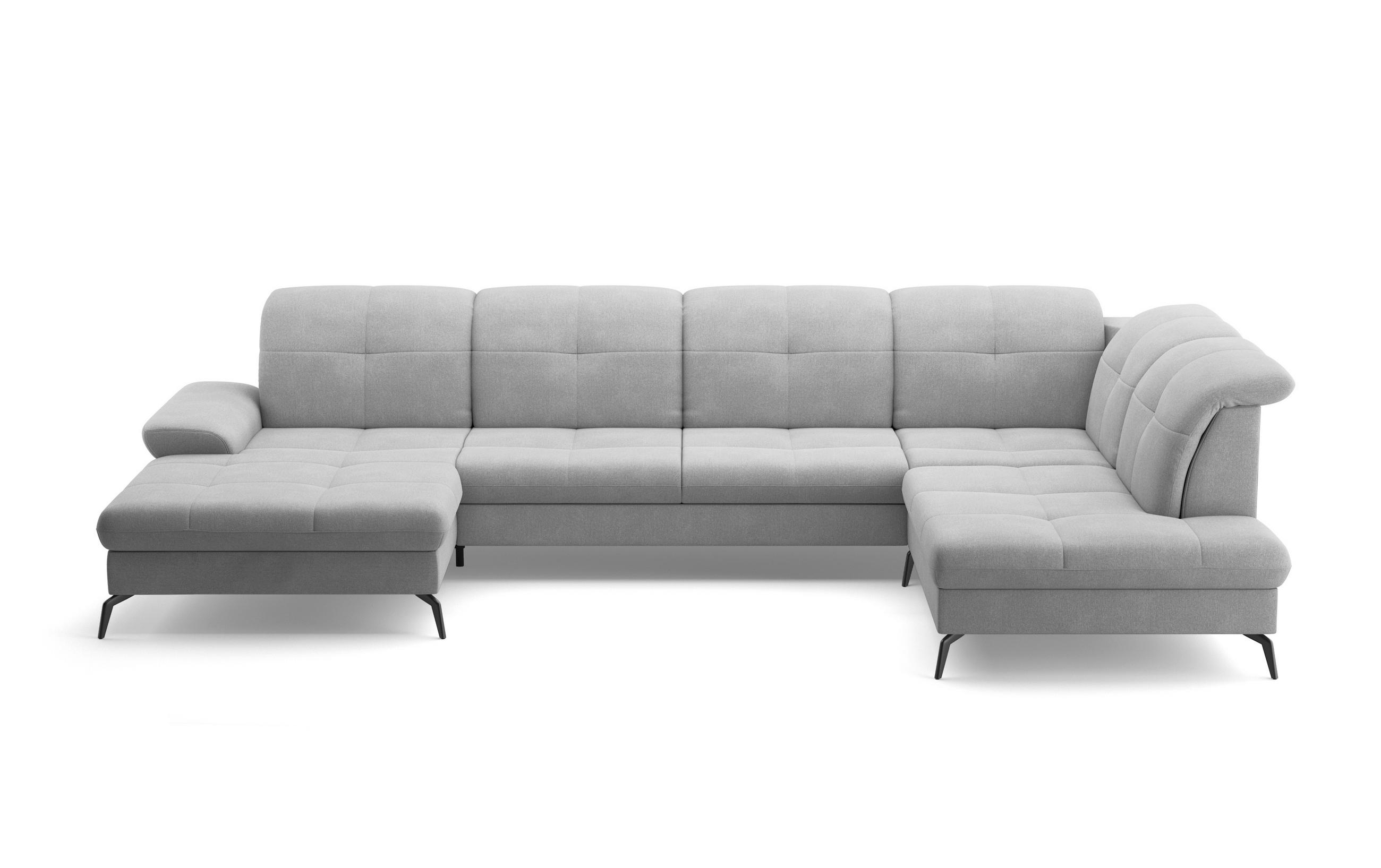 WOHNLANDSCHAFT in Flachgewebe Grau  - Schwarz/Grau, KONVENTIONELL, Textil/Metall (185/357/231cm) - Sit & More