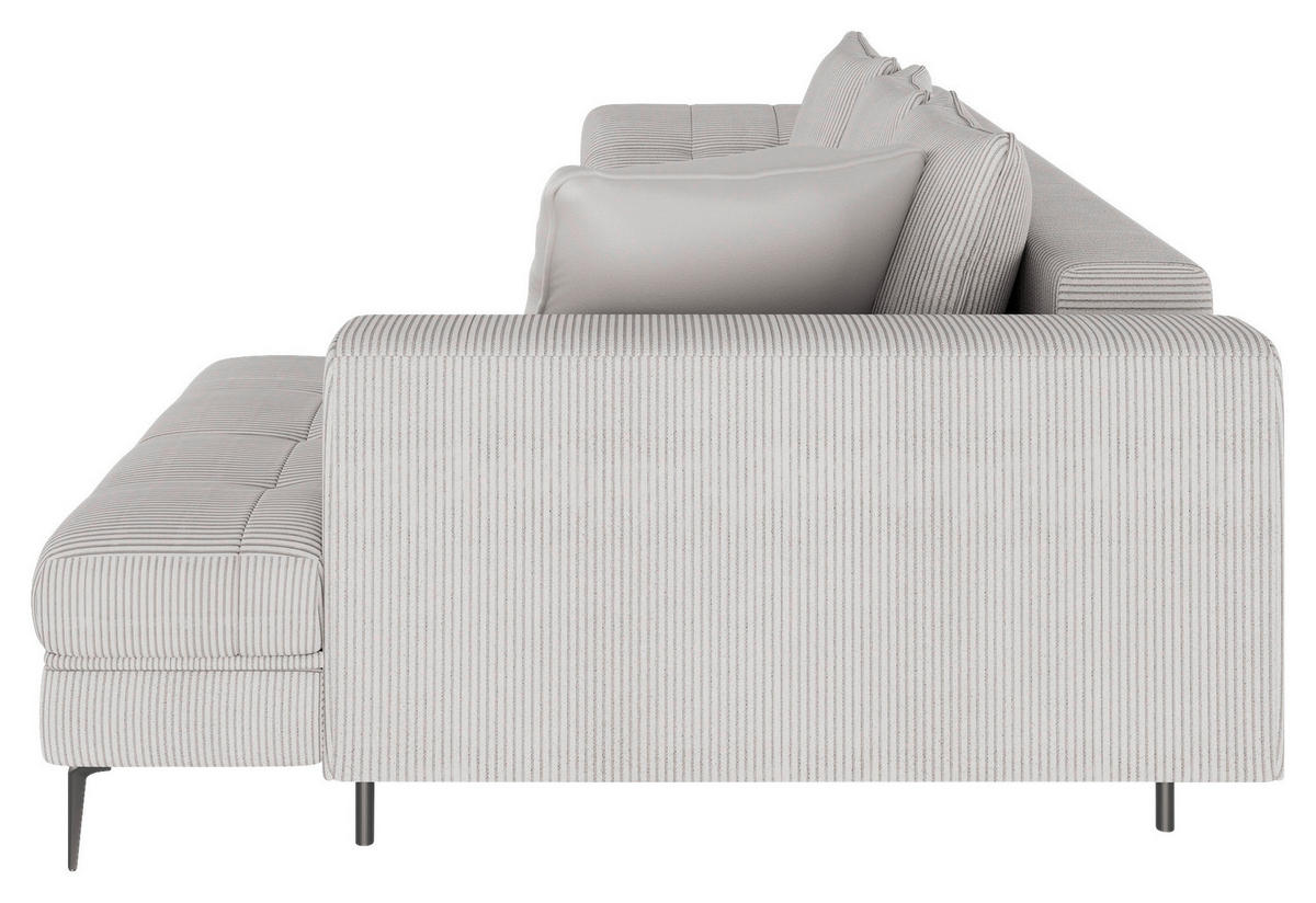 ECKSOFA Hellgrau Cord  - Hellgrau/Schwarz, Design, Kunststoff/Textil (177/276cm) - MID.YOU