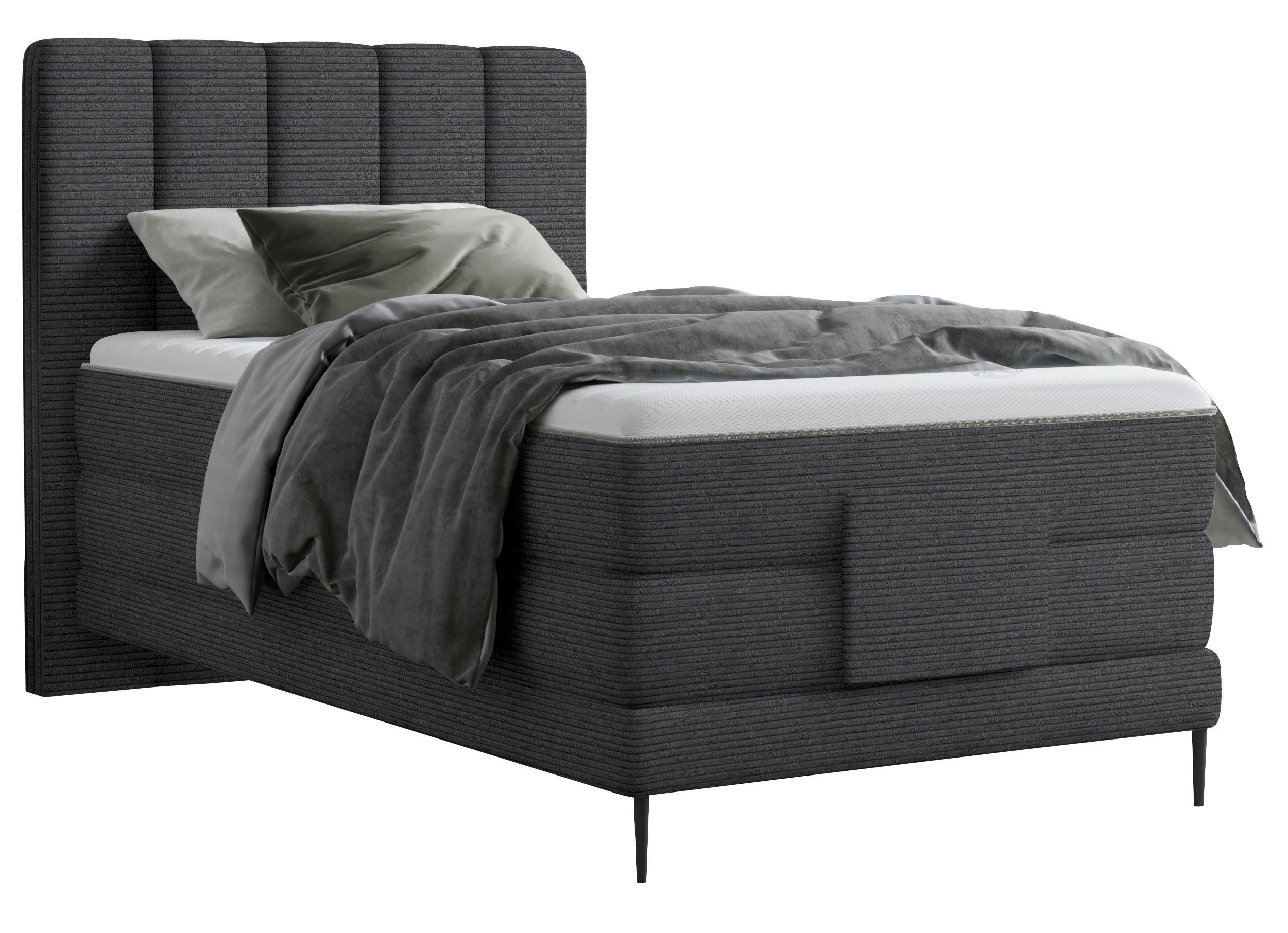 BOXSPRINGBETT 120/200 cm  in Dunkelgrau  - Dunkelgrau/Schwarz, Natur, Textil/Metall (120/200cm) - Esposa