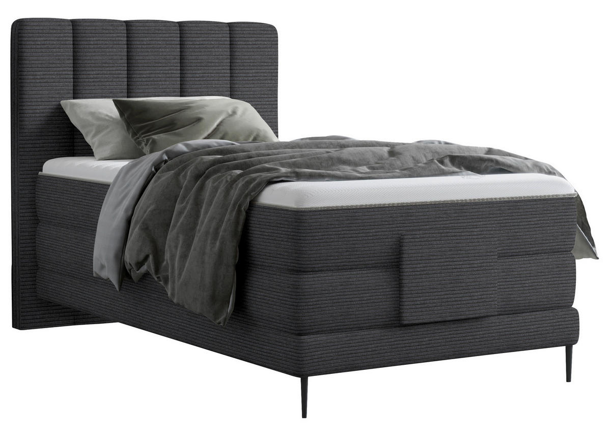 BOXSPRINGBETT 100/200 cm  in Dunkelgrau  - Dunkelgrau/Schwarz, Natur, Textil/Metall (100/200cm) - Esposa