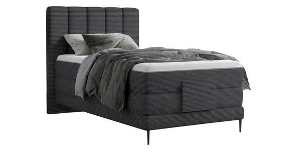 BOXSPRINGBETT 100/200 cm  in Dunkelgrau  - Dunkelgrau/Schwarz, Natur, Textil/Metall (100/200cm) - Esposa