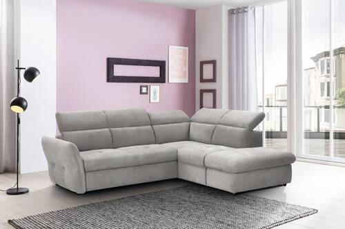 ECKSOFA in Mikrofaser Hellgrau  254/224 cm  - Hellgrau/Schwarz, Design, Kunststoff/Textil (254/224cm) - Stylife