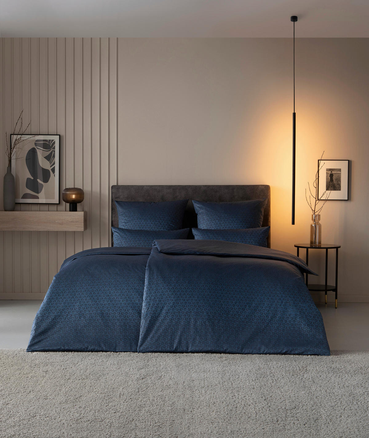 BETTWÄSCHESET 2-teilig Paul Interlock-Jersey 160/210 cm  - Dunkelblau, Basics, Textil (160/210cm) - Estella
