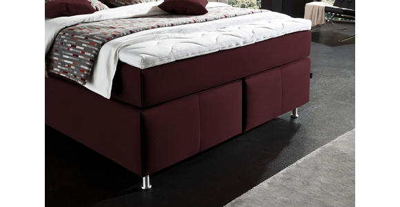 BOXSPRINGBETT 140/200 cm  in Bordeaux  - Bordeaux/Alufarben, KONVENTIONELL, Textil/Metall (140/200cm) - Dieter Knoll