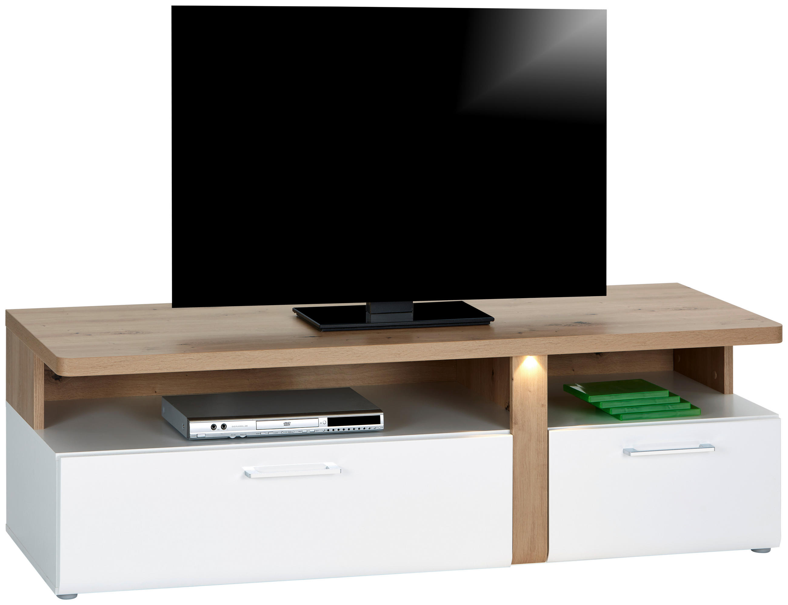 TV-ELEMENT bela, barve hrasta  - barve kroma/siva, Moderno, kovina/umetna masa (163,2/50,7/53,9cm) - Hom`in